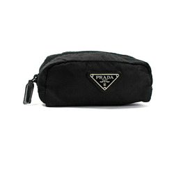 Prada nylon pouch with triangular plate, black, PRADA, for women and men