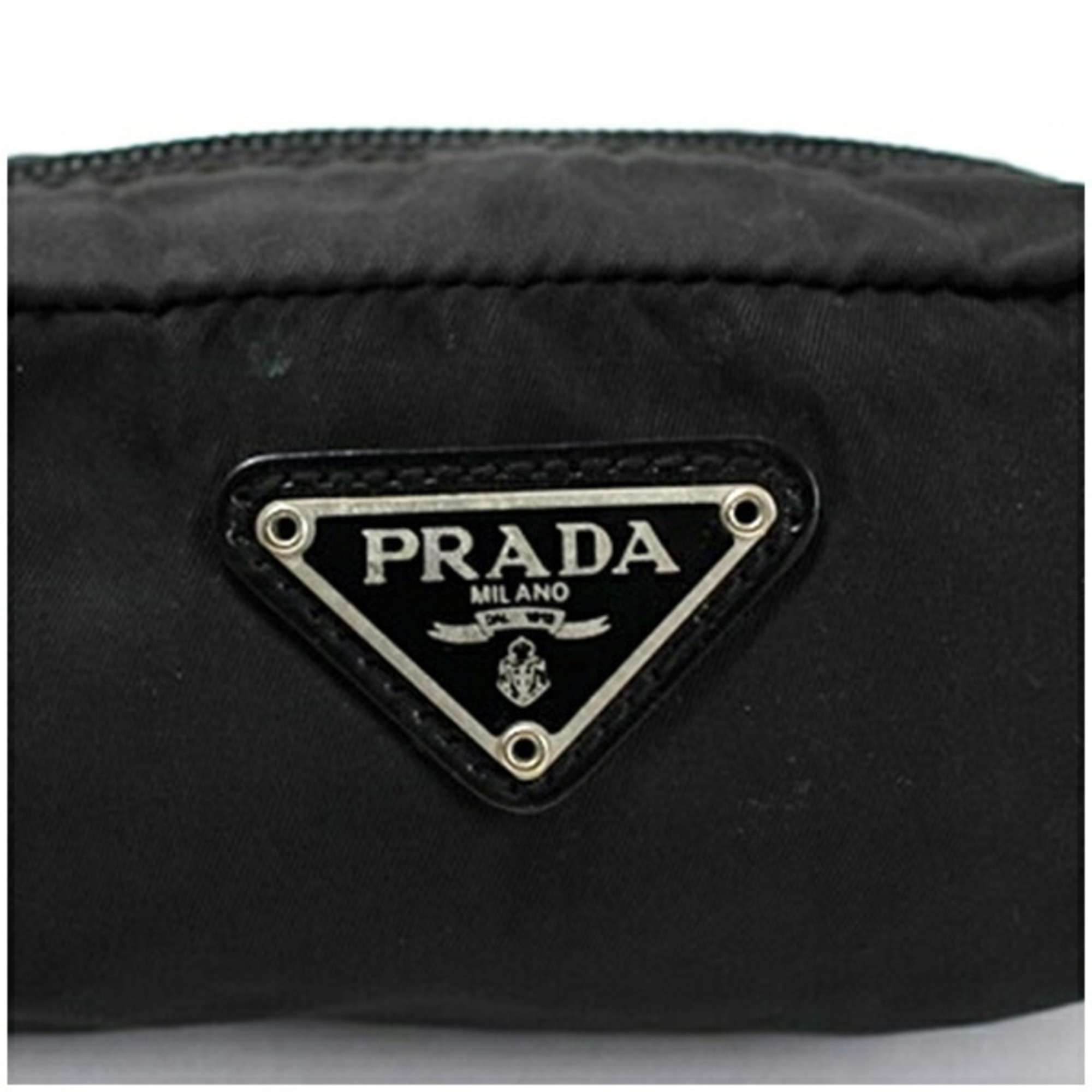 Prada nylon pouch with triangular plate, black, PRADA, for women and men