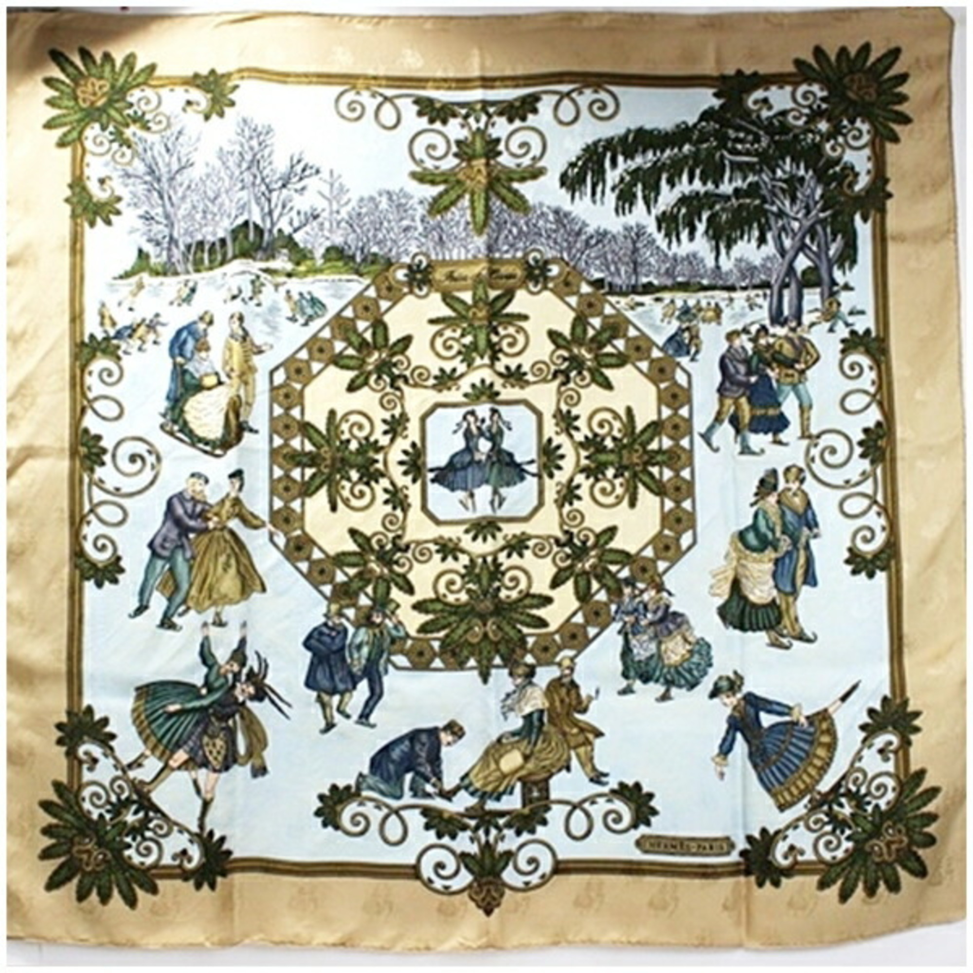 Hermes Silk Scarf Muffler Carre 90 "Joies d Hiver" Joy HERMES Women's