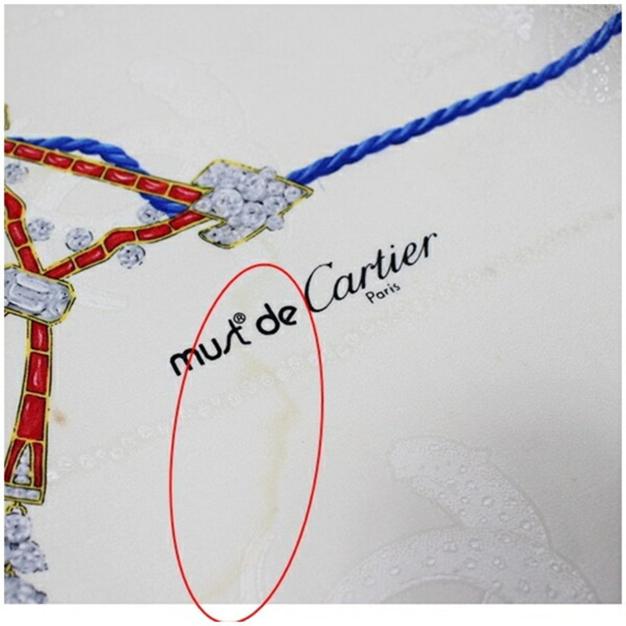 Cartier scarf muffler white x red pattern ladies