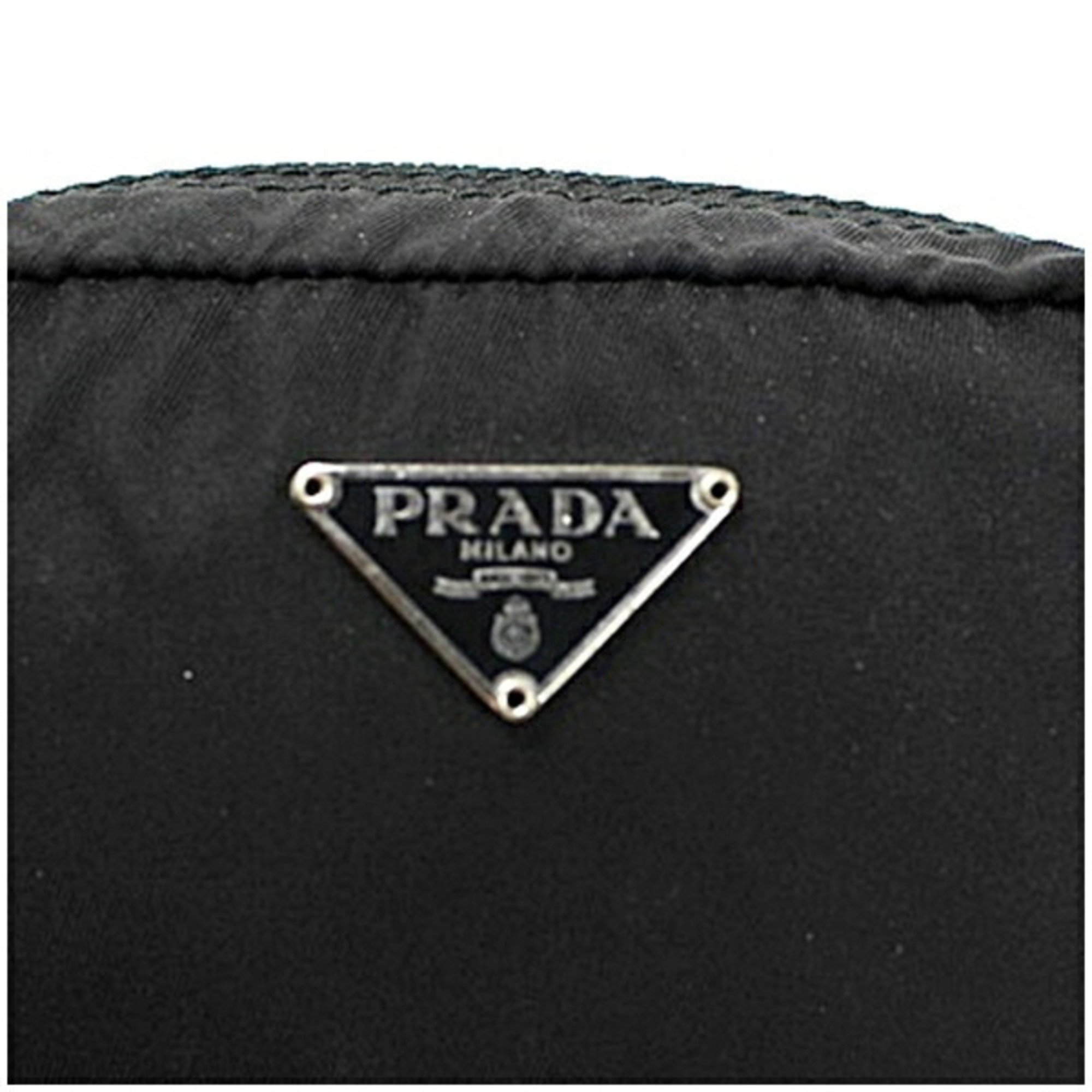 Prada nylon pouch with triangular plate, black, PRADA, for women and men