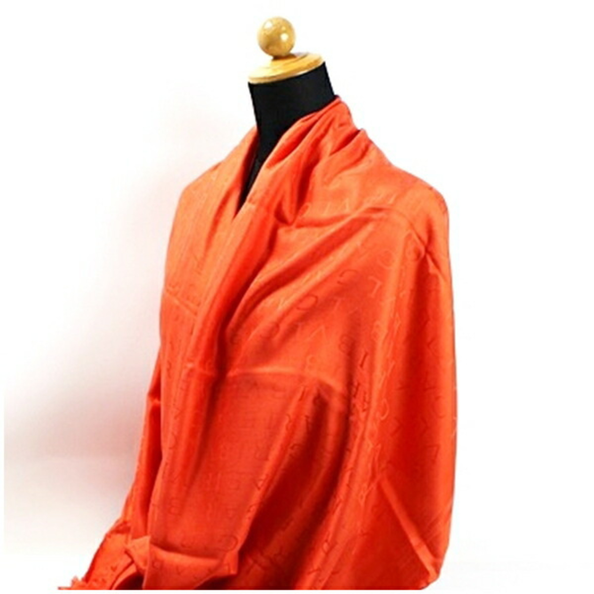 BVLGARI Silk Large Stole Scarf Letter Maxi Mania Orange Women's