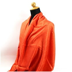 BVLGARI Silk Large Stole Scarf Letter Maxi Mania Orange Women's