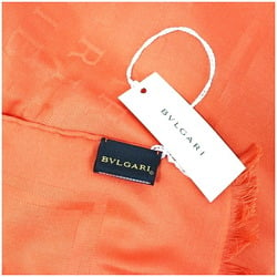 BVLGARI Silk Large Stole Scarf Letter Maxi Mania Orange Women's