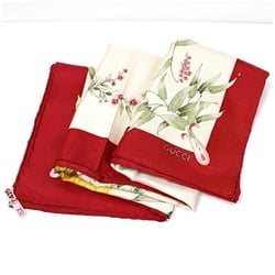 Gucci scarf muffler red x white peacock pattern GUCCI women's