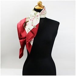 Gucci scarf muffler red x white peacock pattern GUCCI women's