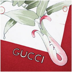 Gucci scarf muffler red x white peacock pattern GUCCI women's