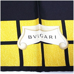 BVLGARI Silk Scarf Muffler Boat Pattern Black x Yellow Women's