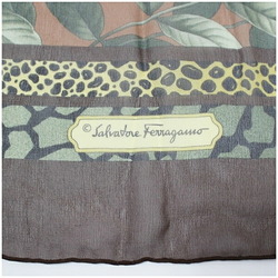 Salvatore Ferragamo Silk Rectangular Scarf Muffler Stole Brown Women's