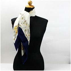 Cartier Must de Silk Scarf Muffler Ball-Riding White x Navy Women's