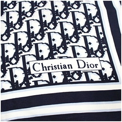 Christian Dior Silk Scarf Muffler Navy x White Trotter Pattern Women's