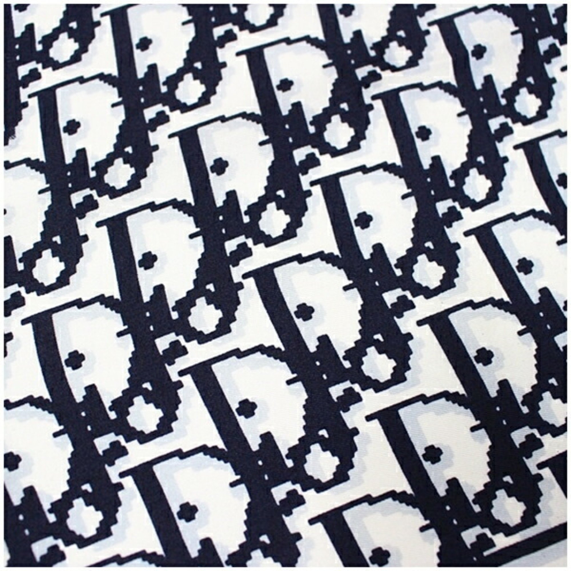 Christian Dior Silk Scarf Muffler Navy x White Trotter Pattern Women's