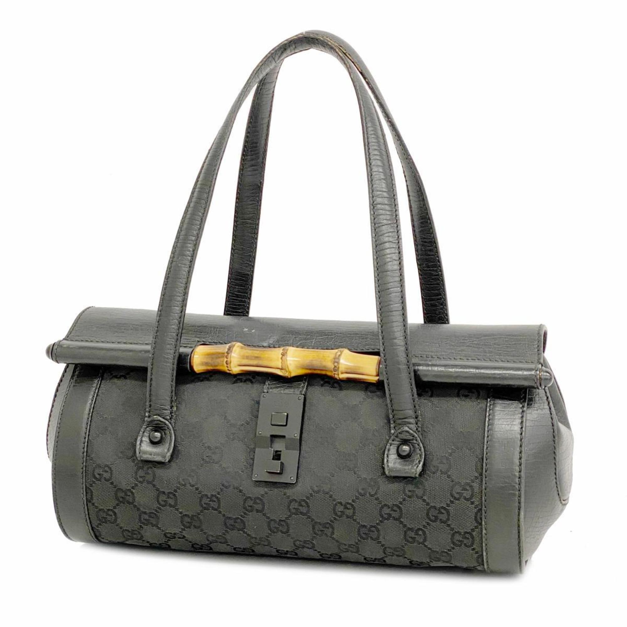 Gucci Handbag GG Canvas Bamboo 111713 Black Women's