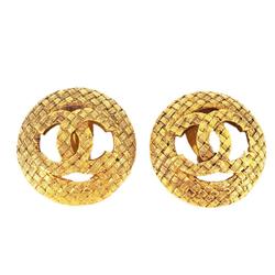 Chanel Earrings Coco Mark Circle GP Plated Gold Women's