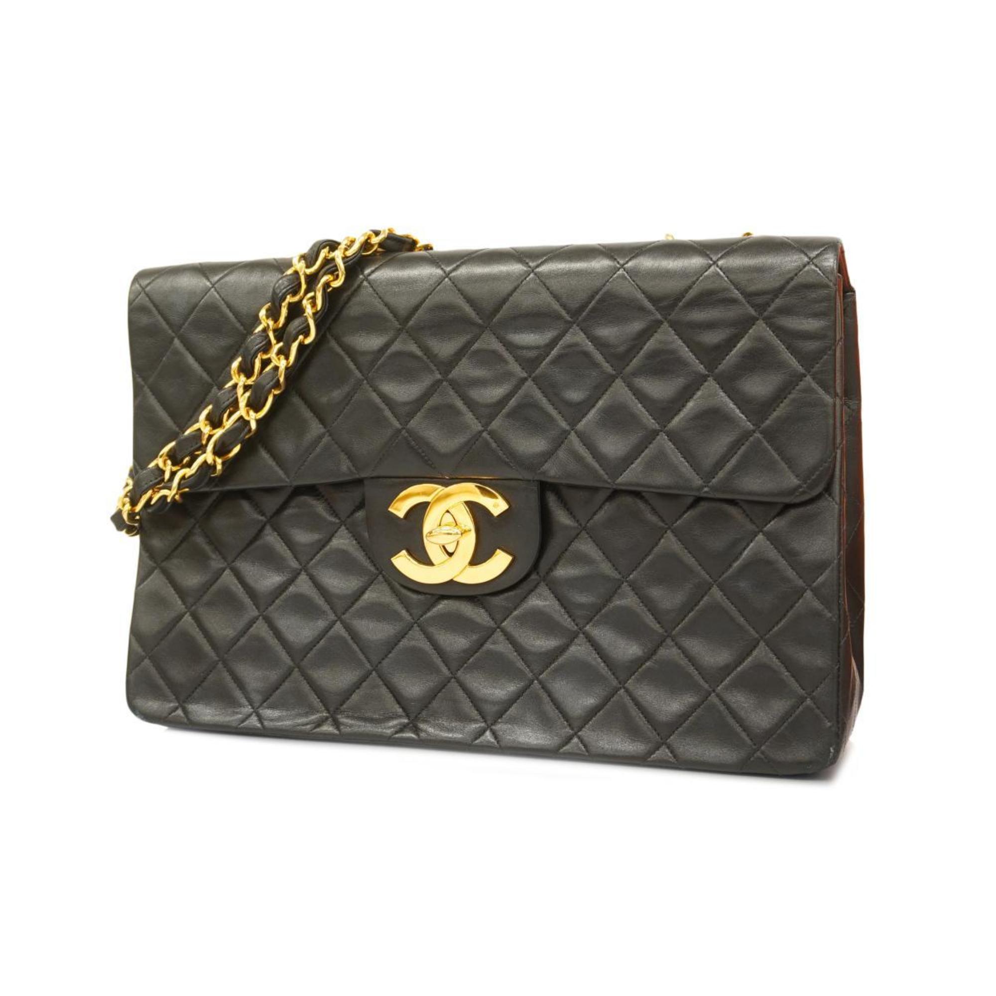 Chanel Shoulder Bag Deca Matelasse Chain Lambskin Black Women's