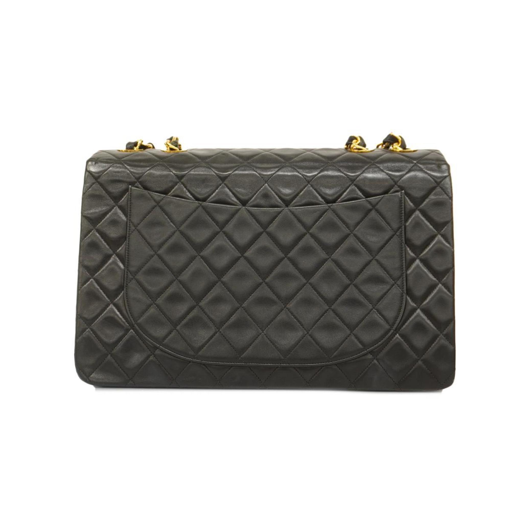 Chanel Shoulder Bag Deca Matelasse Chain Lambskin Black Women's