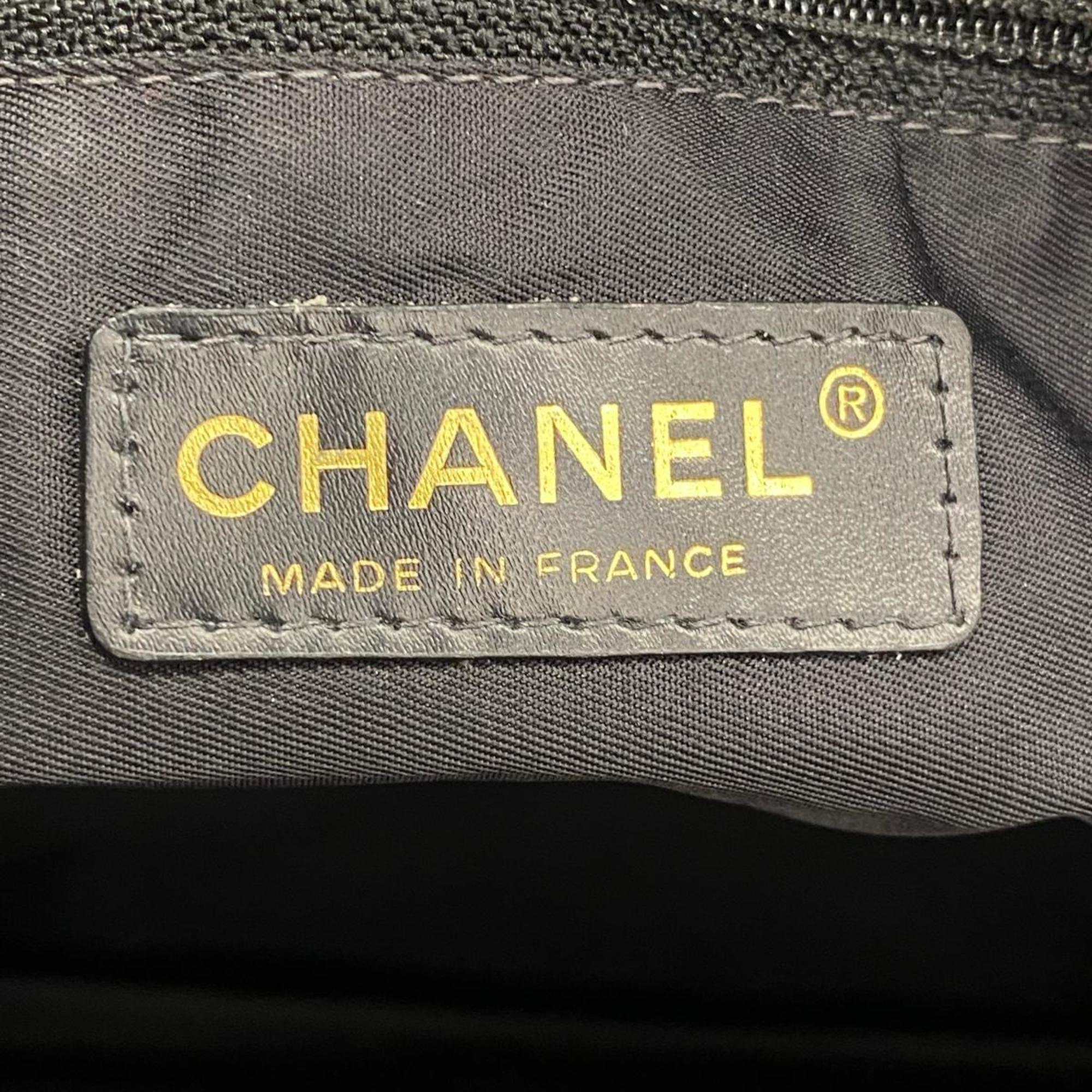 Chanel Tote Bag New Travel Nylon Black Champagne Women's