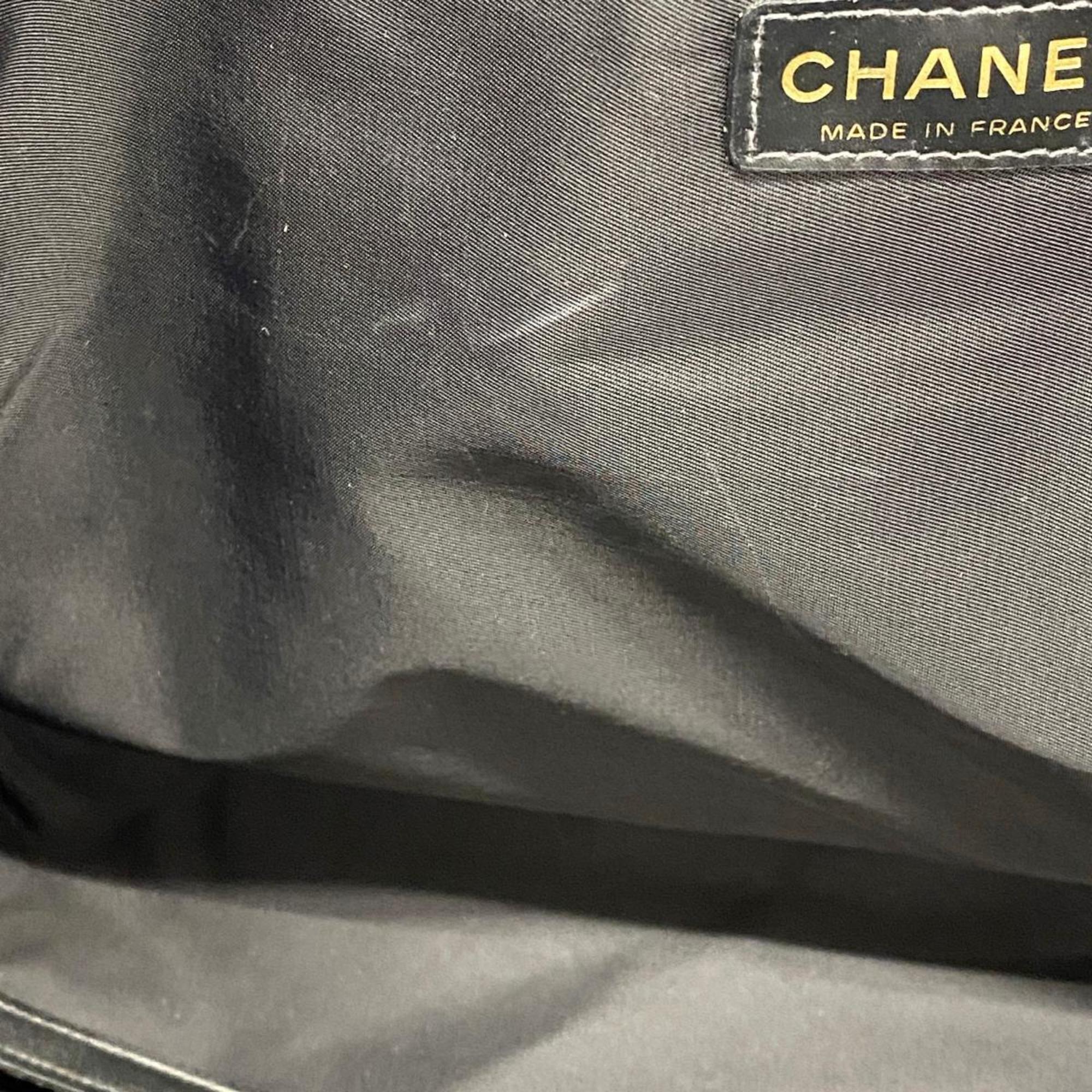 Chanel Tote Bag New Travel Nylon Black Champagne Women's