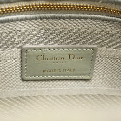 Christian Dior Handbag Cannage Lady Delight Canvas Grey Champagne Women's