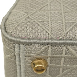 Christian Dior Handbag Cannage Lady Delight Canvas Grey Champagne Women's