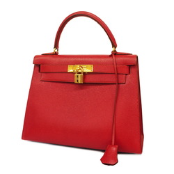 Hermes handbag Kelly 28 〇W engraved Couchvel Rouge vif ladies