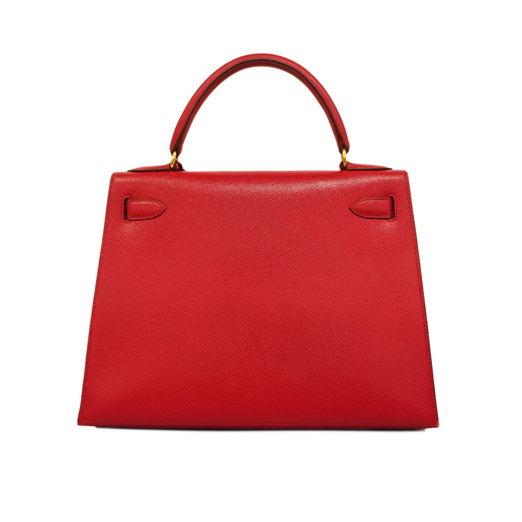 Hermes handbag Kelly 28 〇W engraved Couchvel Rouge vif ladies