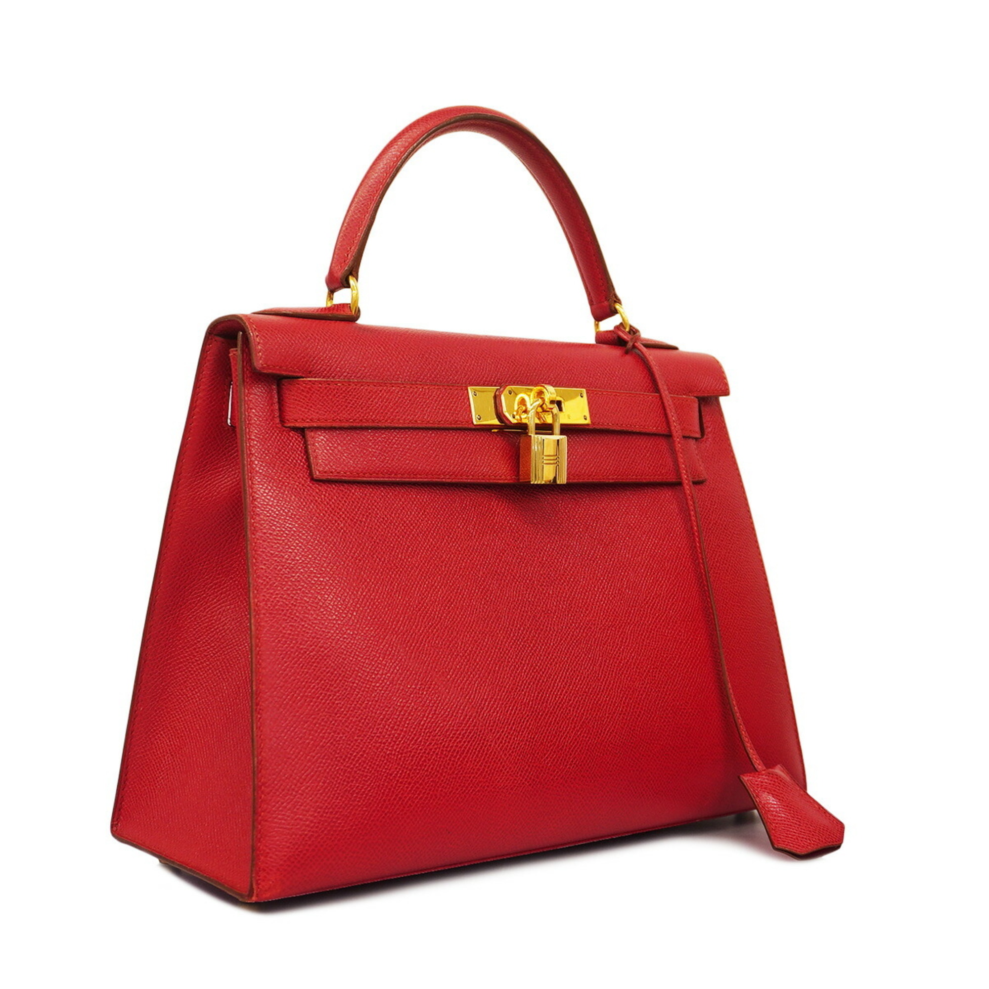 Hermes handbag Kelly 28 〇W engraved Couchvel Rouge vif ladies