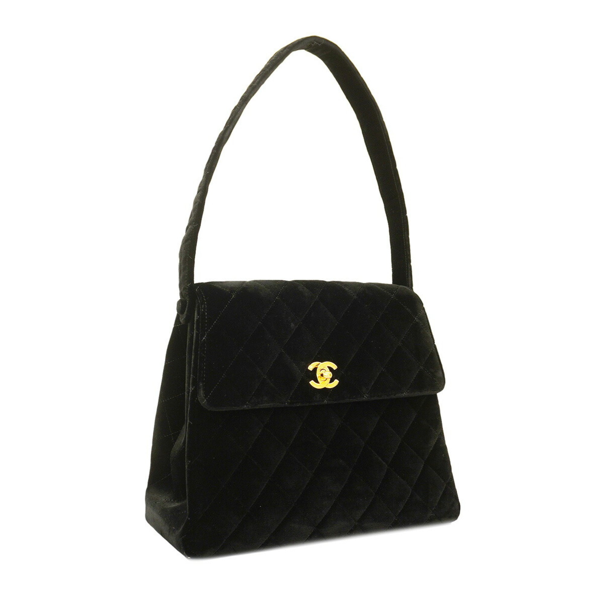 Chanel Shoulder Bag Matelasse Velour Black Women's