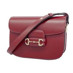 Gucci Shoulder Bag Horsebit 1955 602204 Leather Bordeaux Champagne Women's