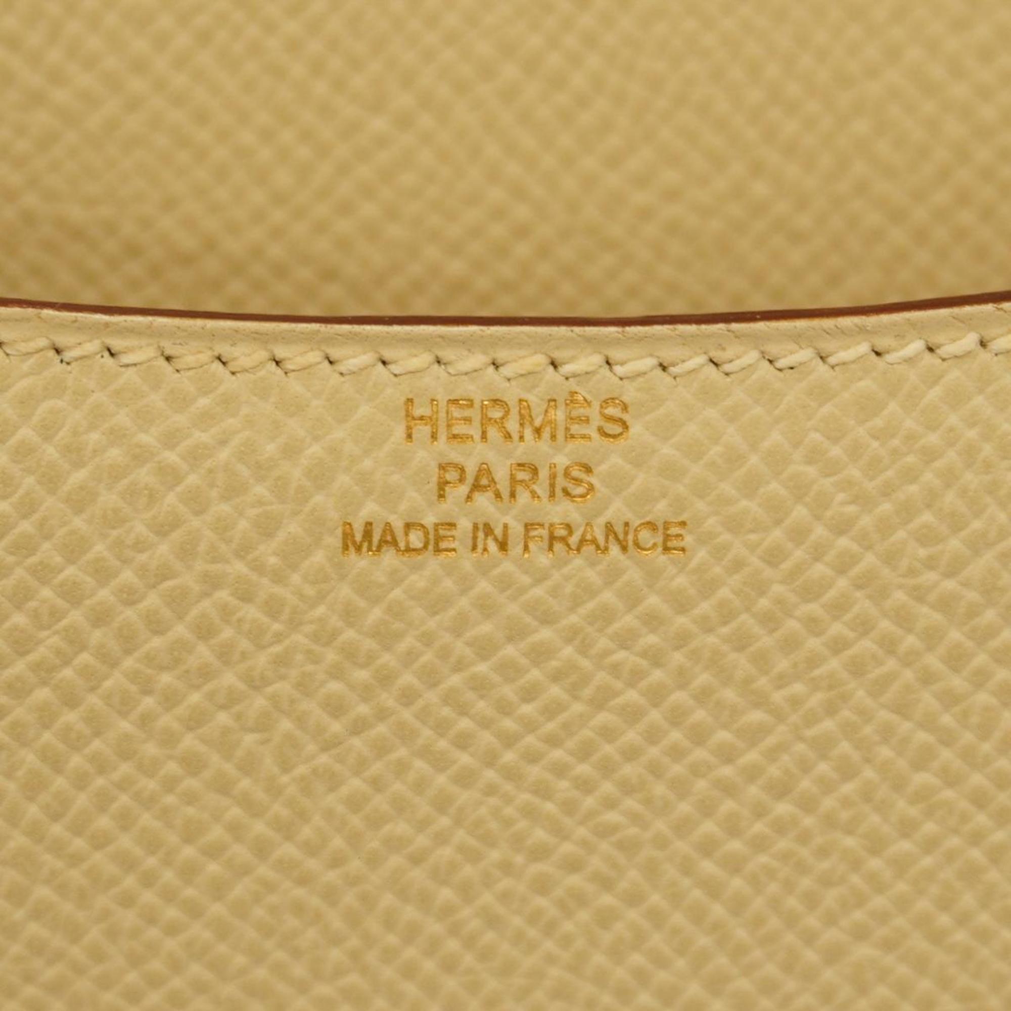 Hermes Shoulder Bag Constance 18 □M Engraved Veau Epsom Leather Pargemin Women's