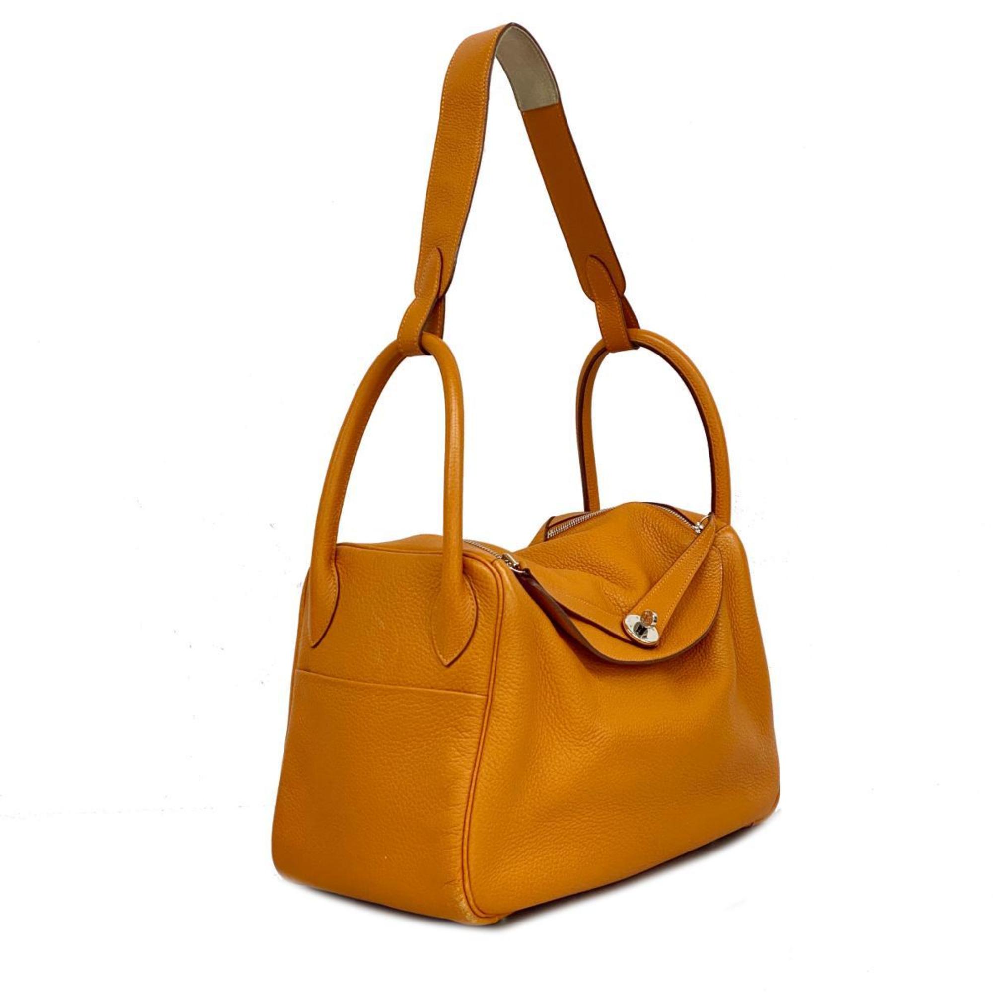 Hermes handbag Lindy 34 □K stamp Taurillon Clemence orange ladies