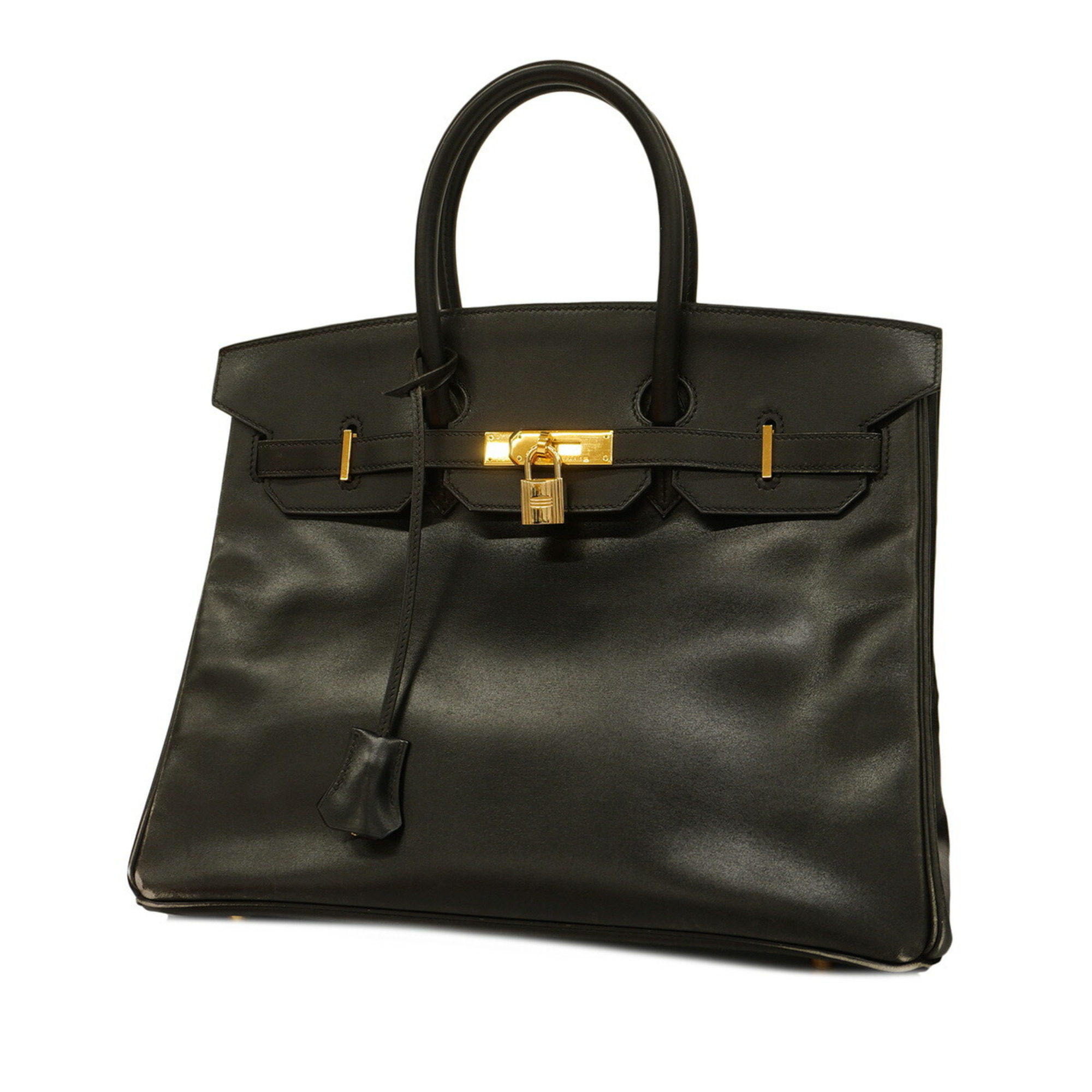 Hermes handbag Birkin 35 □F stamp box calf black ladies