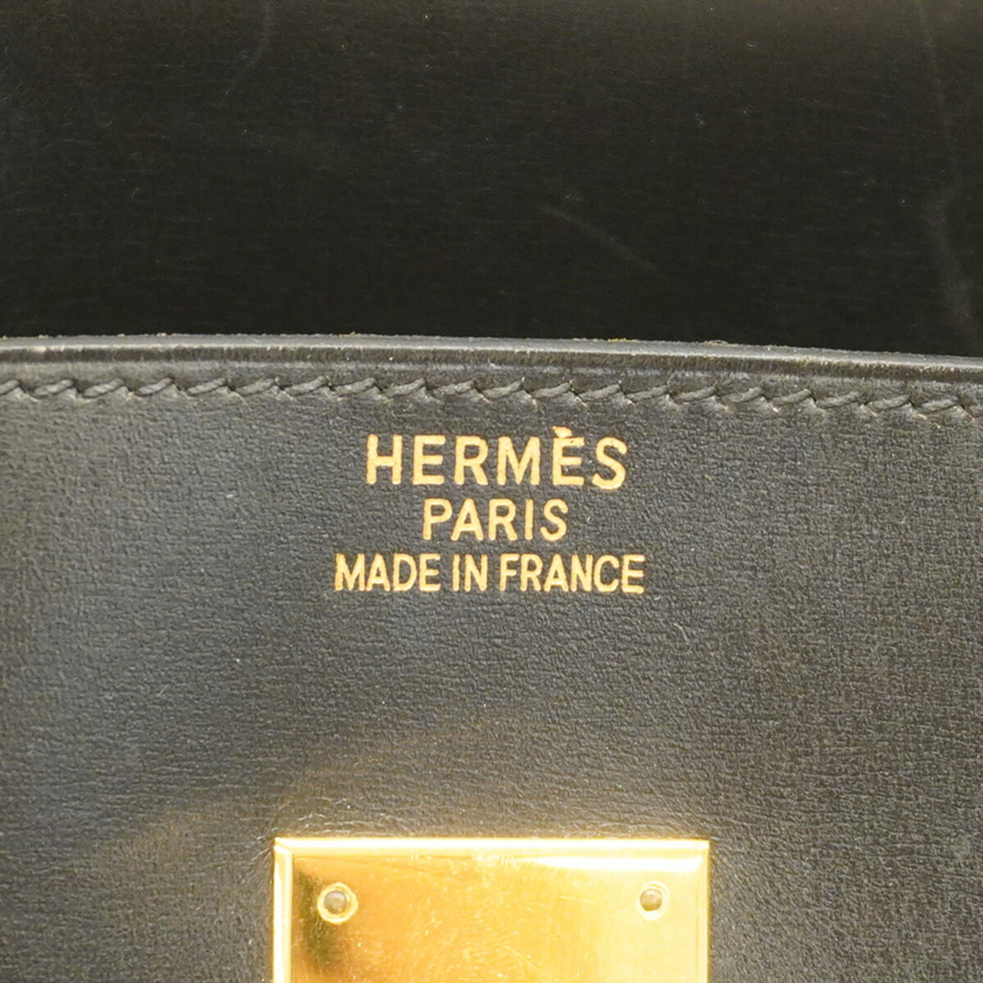 Hermes handbag Birkin 35 □F stamp box calf black ladies