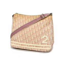 Christian Dior Shoulder Bag Trotter Nylon Pink White Women's