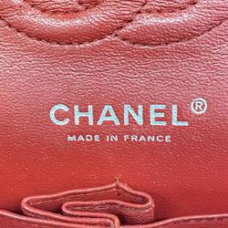 Chanel Shoulder Bag Matelasse W Flap Chain Caviar Skin Red Women's