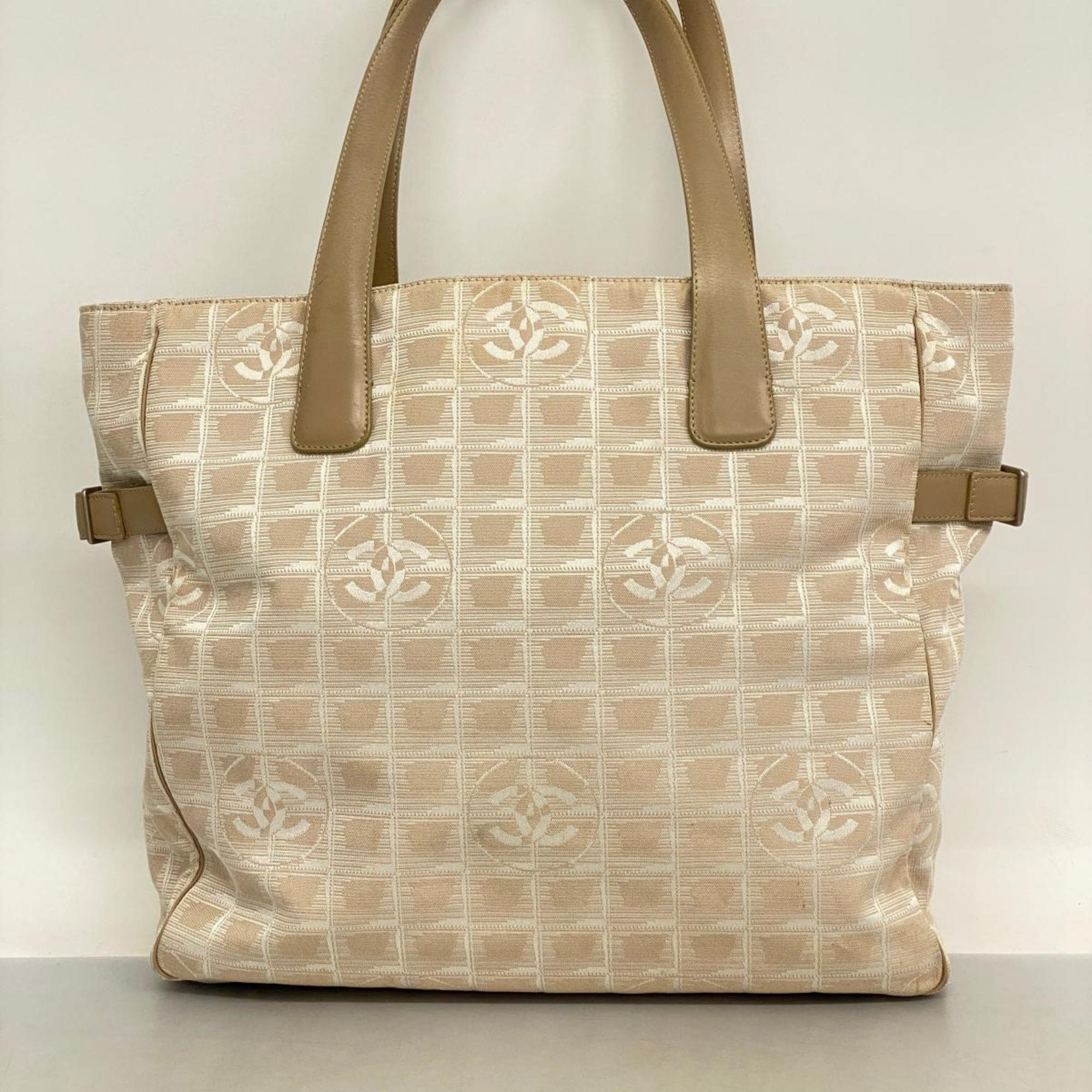 Chanel Tote Bag New Travel Nylon Beige Women's