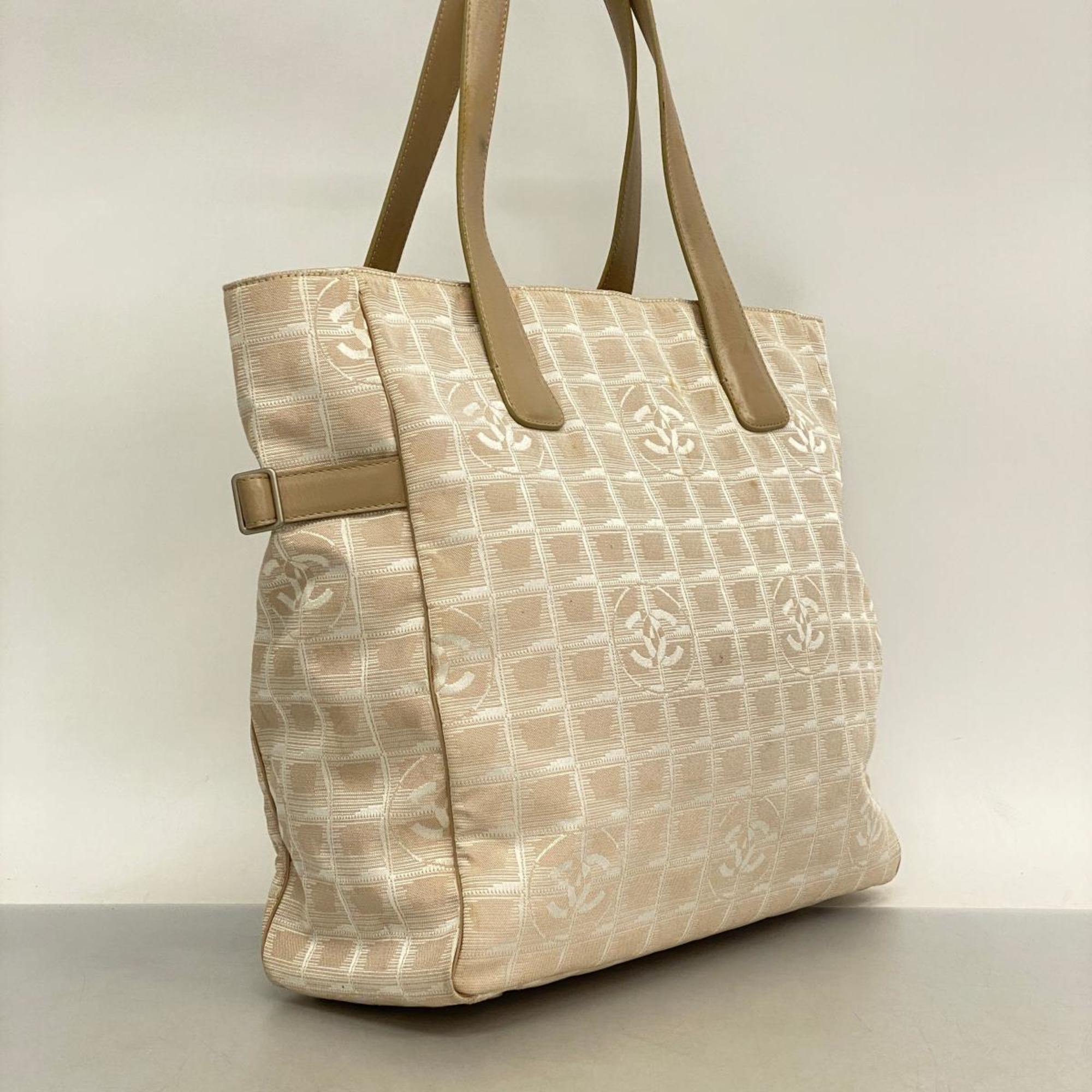 Chanel Tote Bag New Travel Nylon Beige Women's