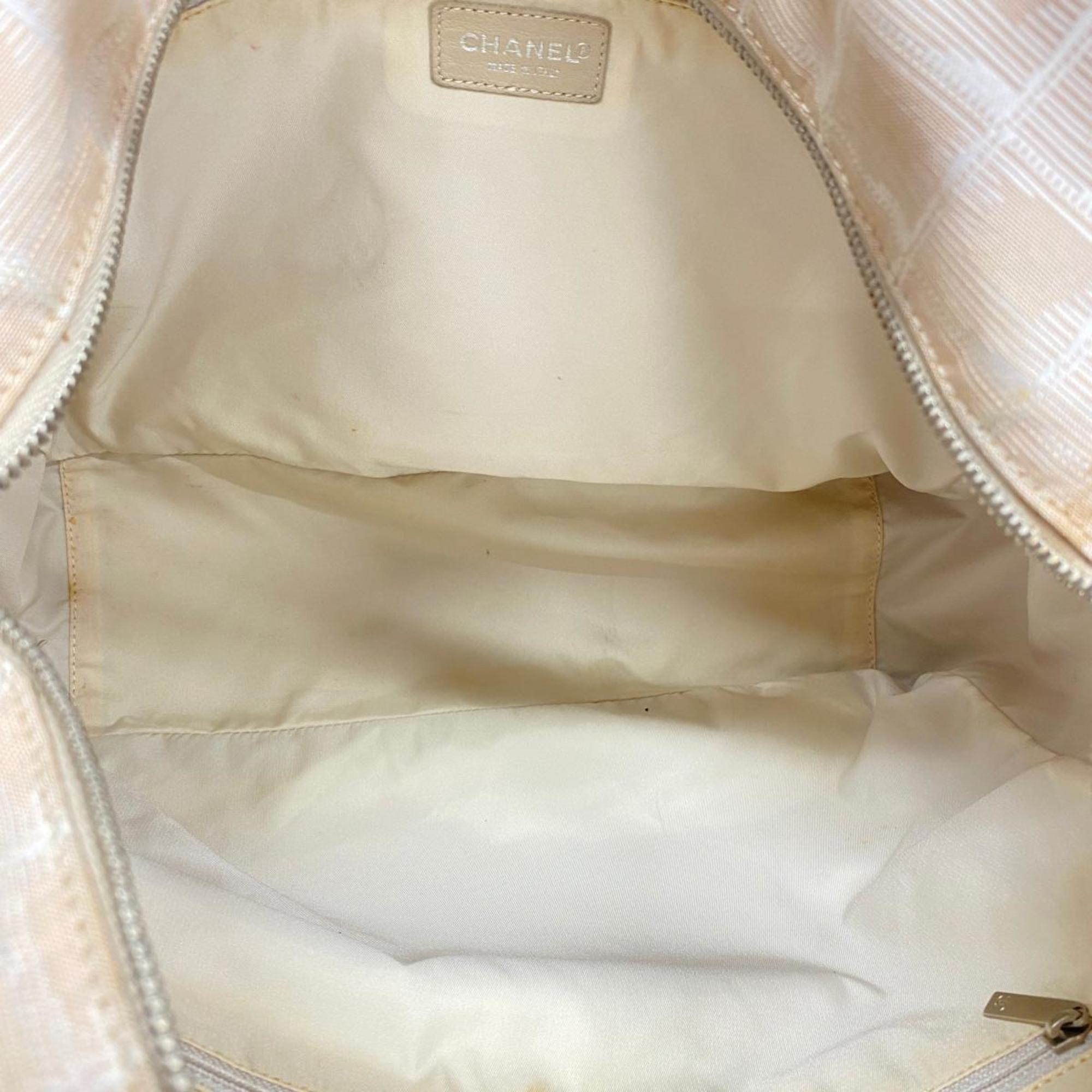 Chanel Tote Bag New Travel Nylon Beige Women's