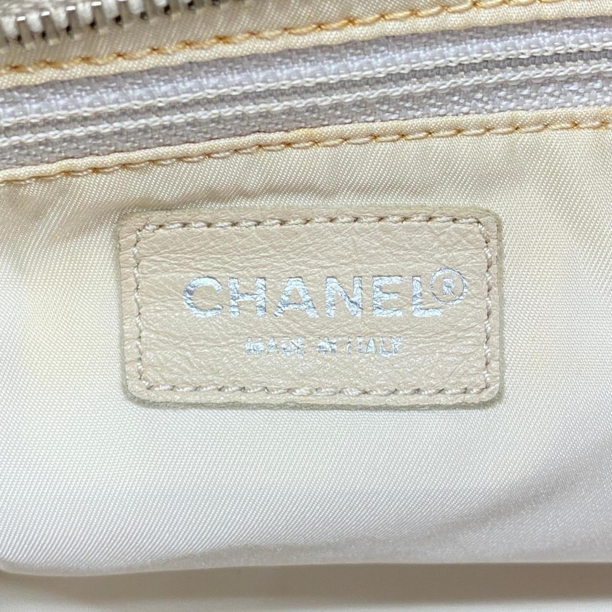 Chanel Tote Bag New Travel Nylon Beige Women's