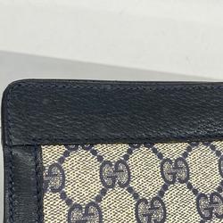 Gucci Clutch Bag GG Supreme Sherry Line 89 01 002 Leather Navy Beige Men's Women's