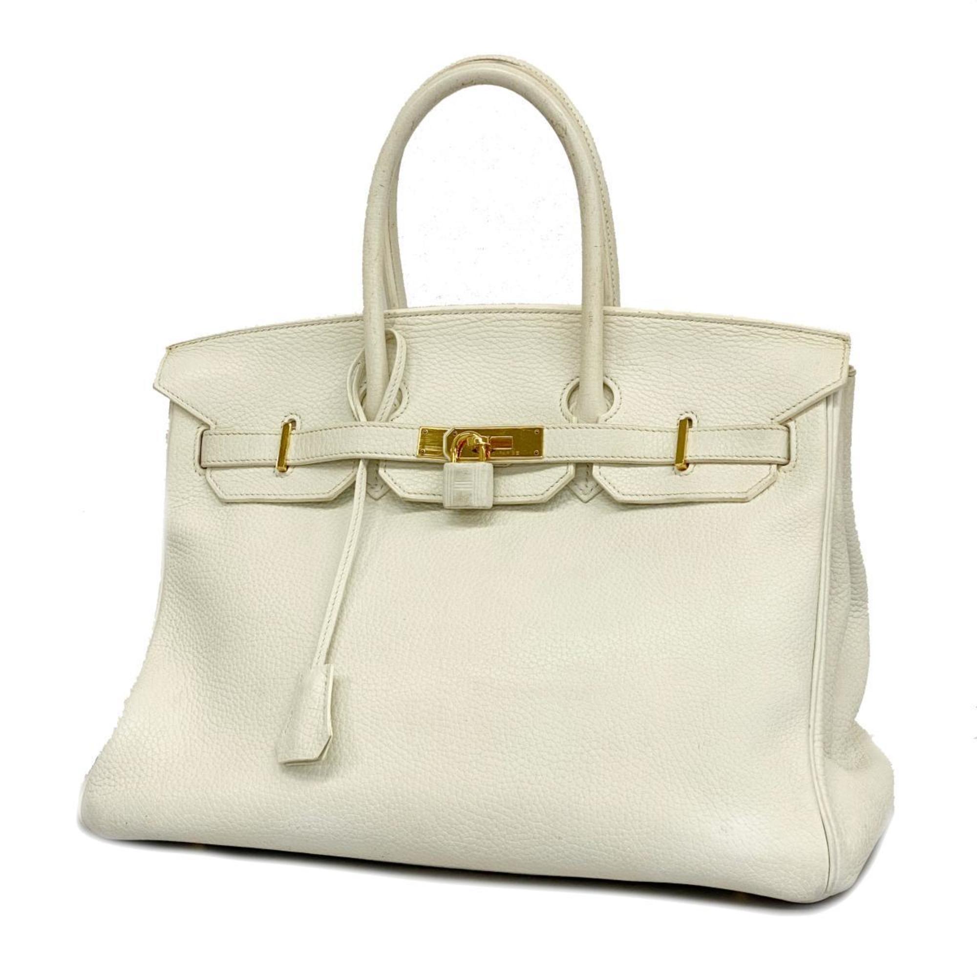 Hermes handbag Birkin 35 X engraved Taurillon Clemence white ladies