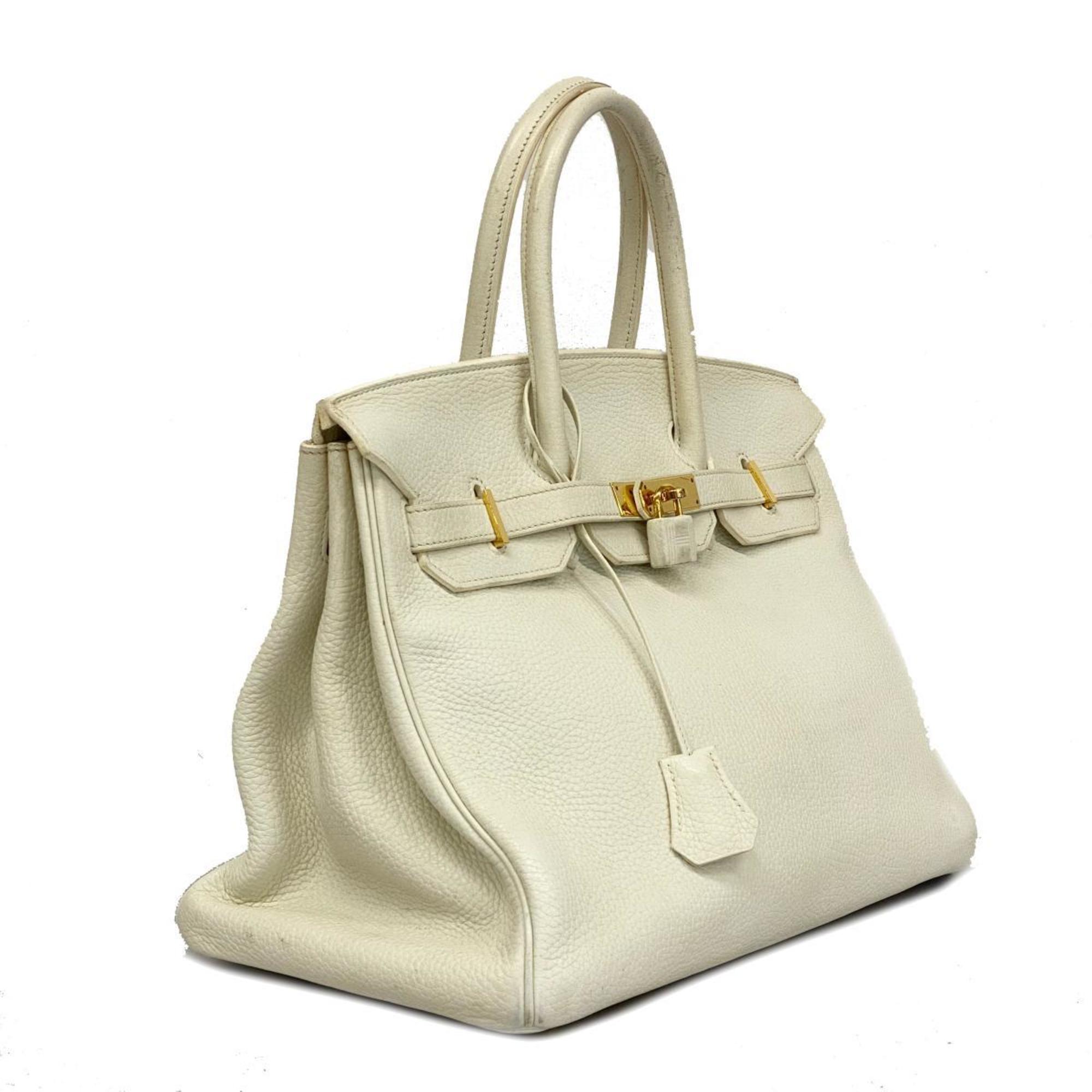 Hermes handbag Birkin 35 X engraved Taurillon Clemence white ladies