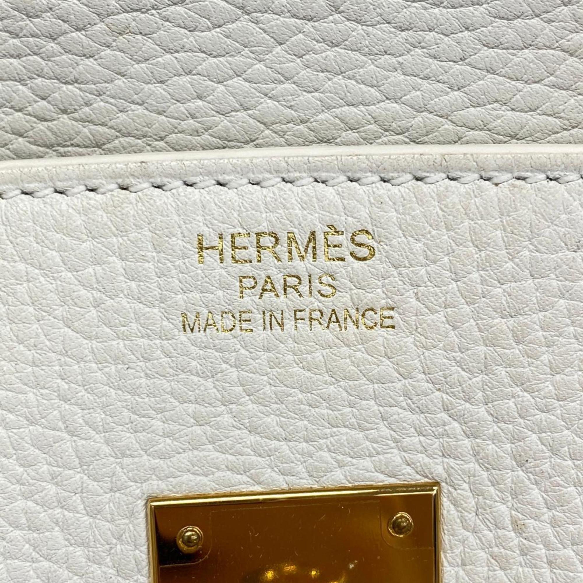 Hermes handbag Birkin 35 X engraved Taurillon Clemence white ladies