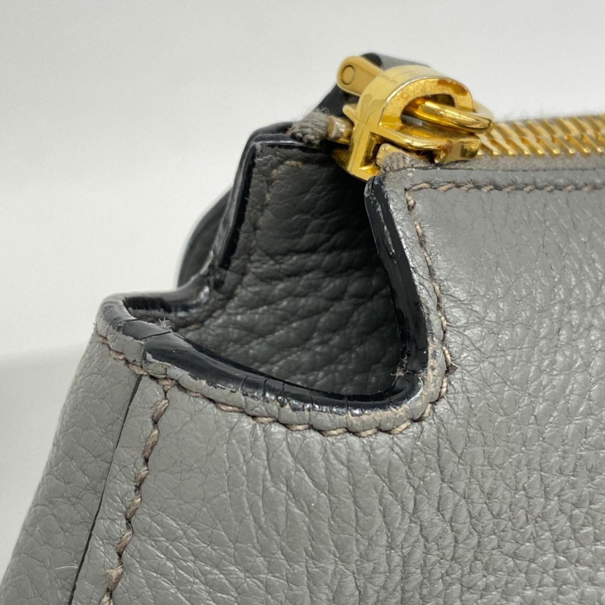 Prada handbag leather grey ladies