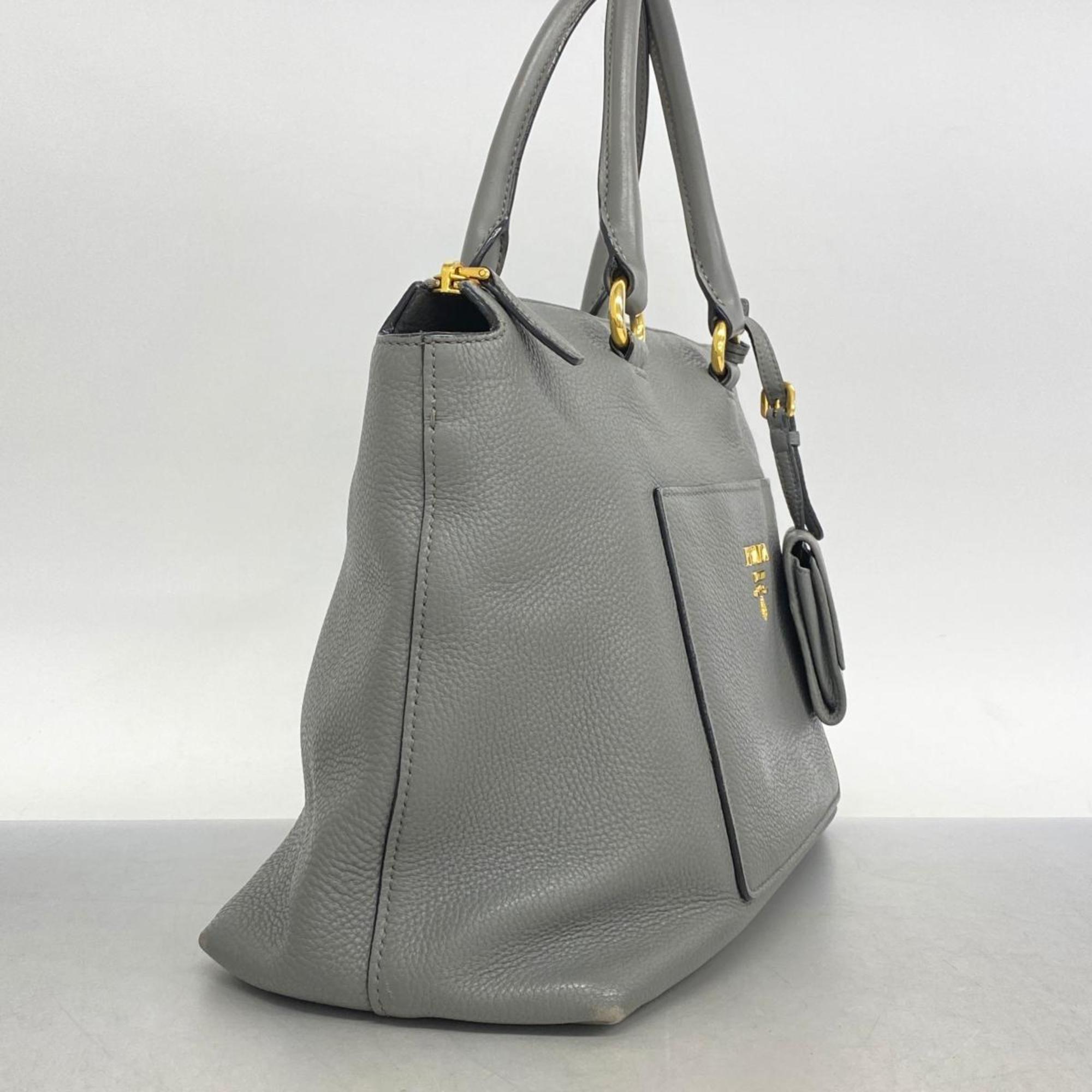 Prada handbag leather grey ladies