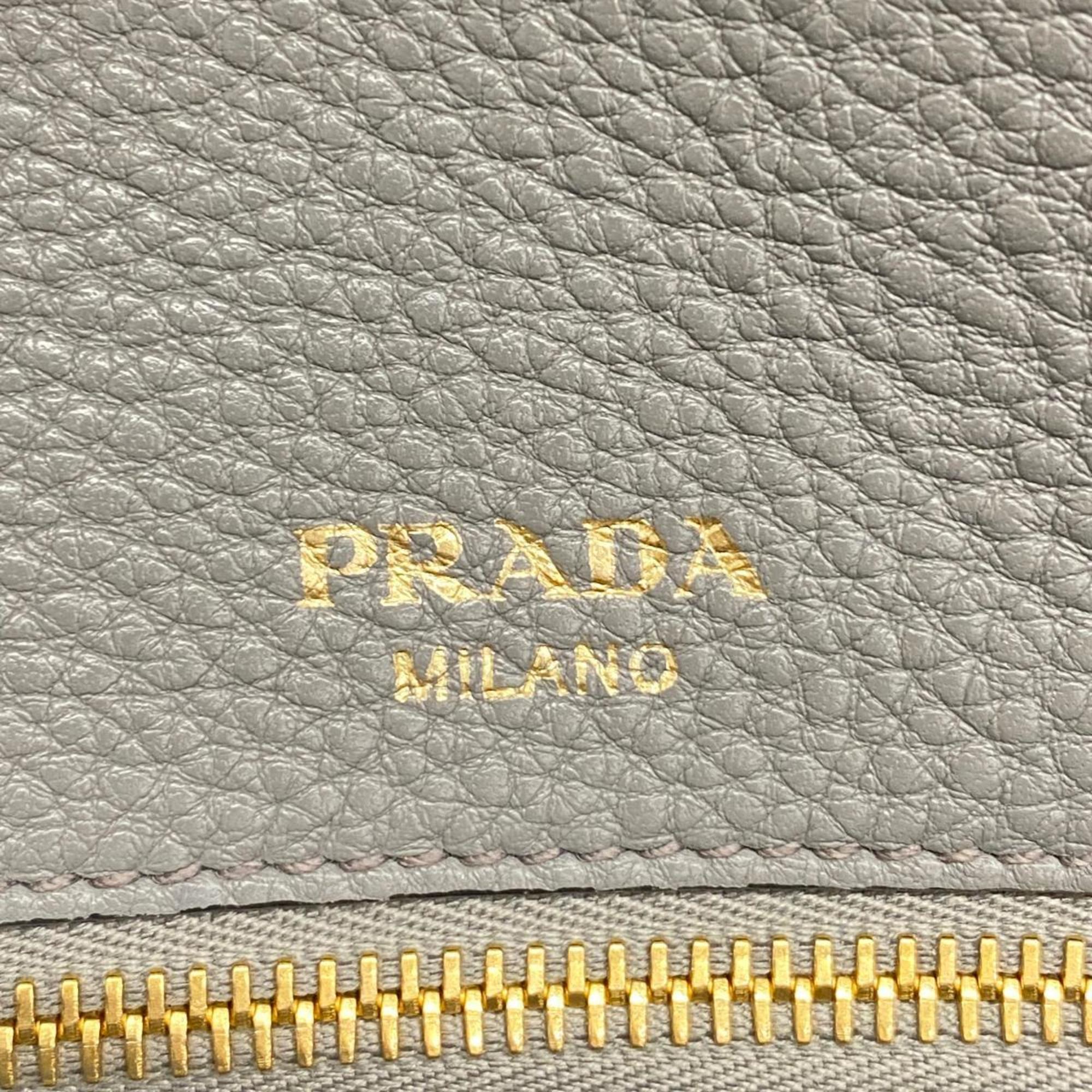 Prada handbag leather grey ladies