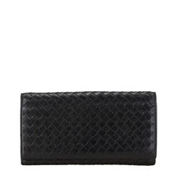 Bottega Veneta Intrecciato Long Wallet Black Leather Women's BOTTEGAVENETA