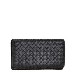 Bottega Veneta Intrecciato Long Wallet Black Leather Women's BOTTEGAVENETA