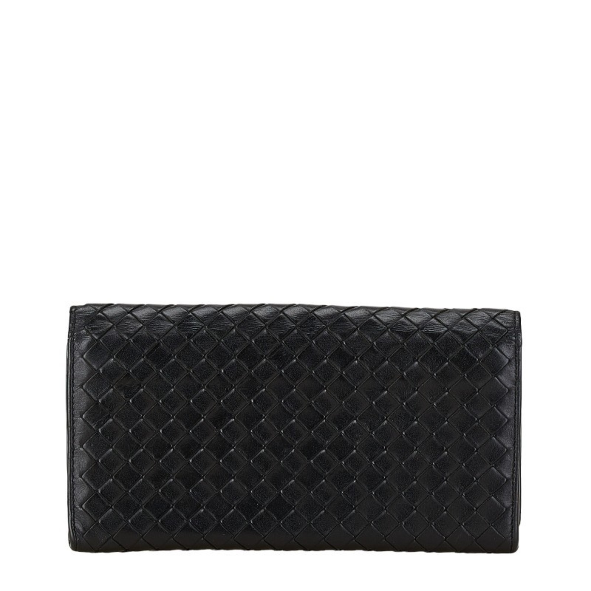 Bottega Veneta Intrecciato Long Wallet Black Leather Women's BOTTEGAVENETA