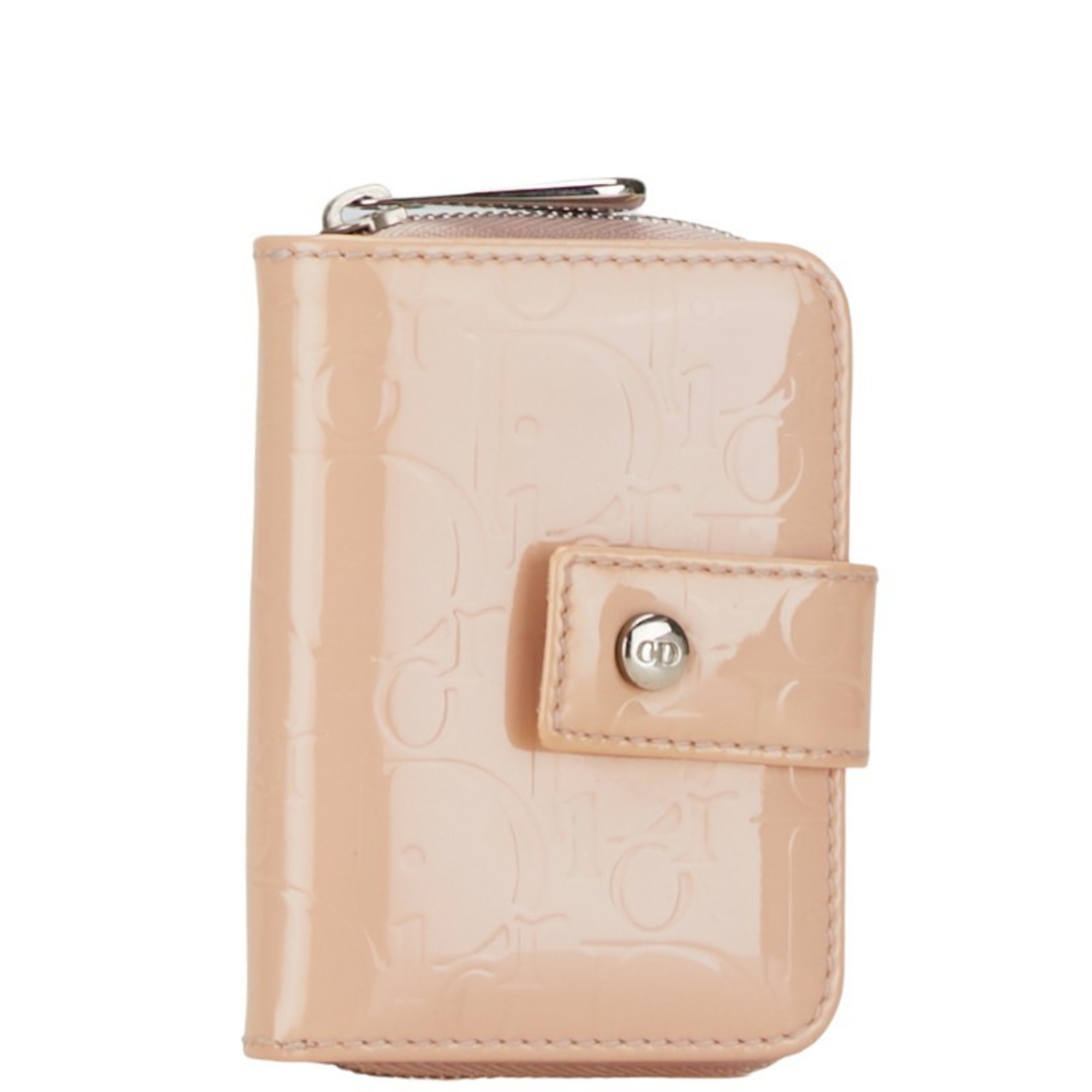 Christian Dior Dior Trotter Bi-fold Wallet Beige Enamel Women's